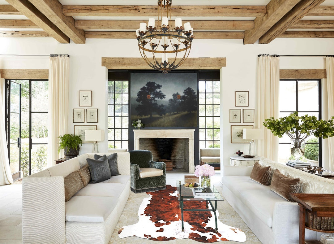 Tricolor X-Large European Cowhide Rug 6'6"H x 6'7"W #A40314 by Hudson 