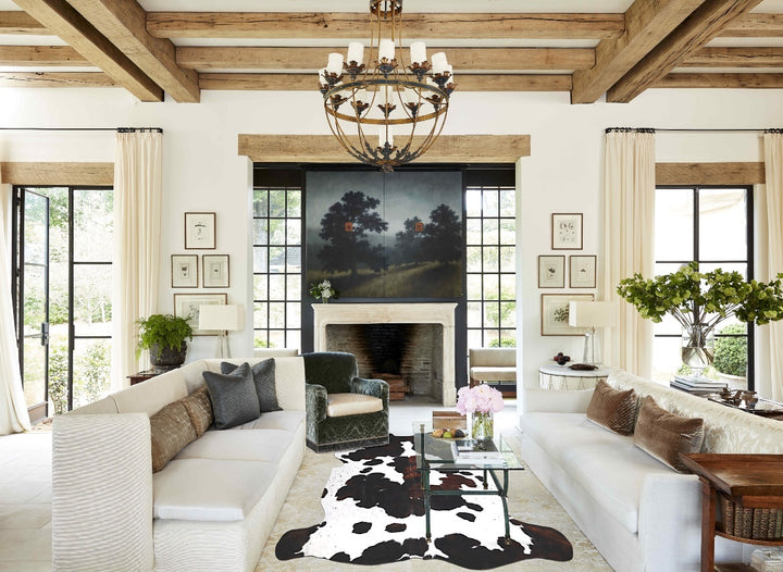 Tricolor X-Large European Cowhide Rug 6'11"H x 6'10"W #A40321 by Hudson Hides