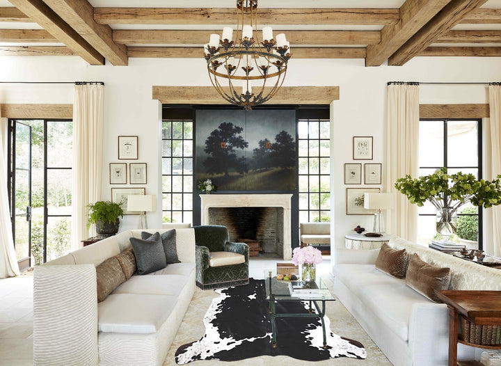 Black and White X-Large European Cowhide Rug 6'10"H x 6'2"W #A40338 by Hudson Hides