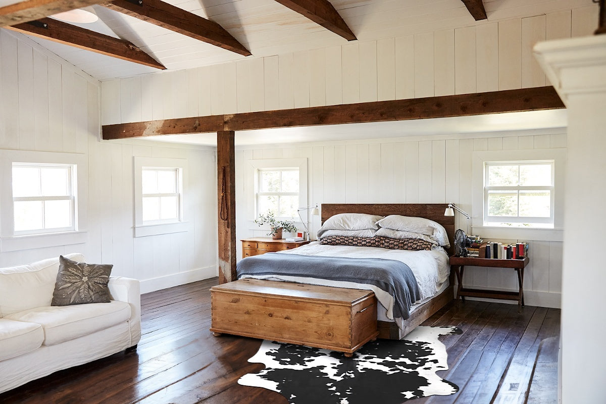 Black and White X-Large European Cowhide Rug 6'6"H x 6'9"W #A40340 by Hudson Hides