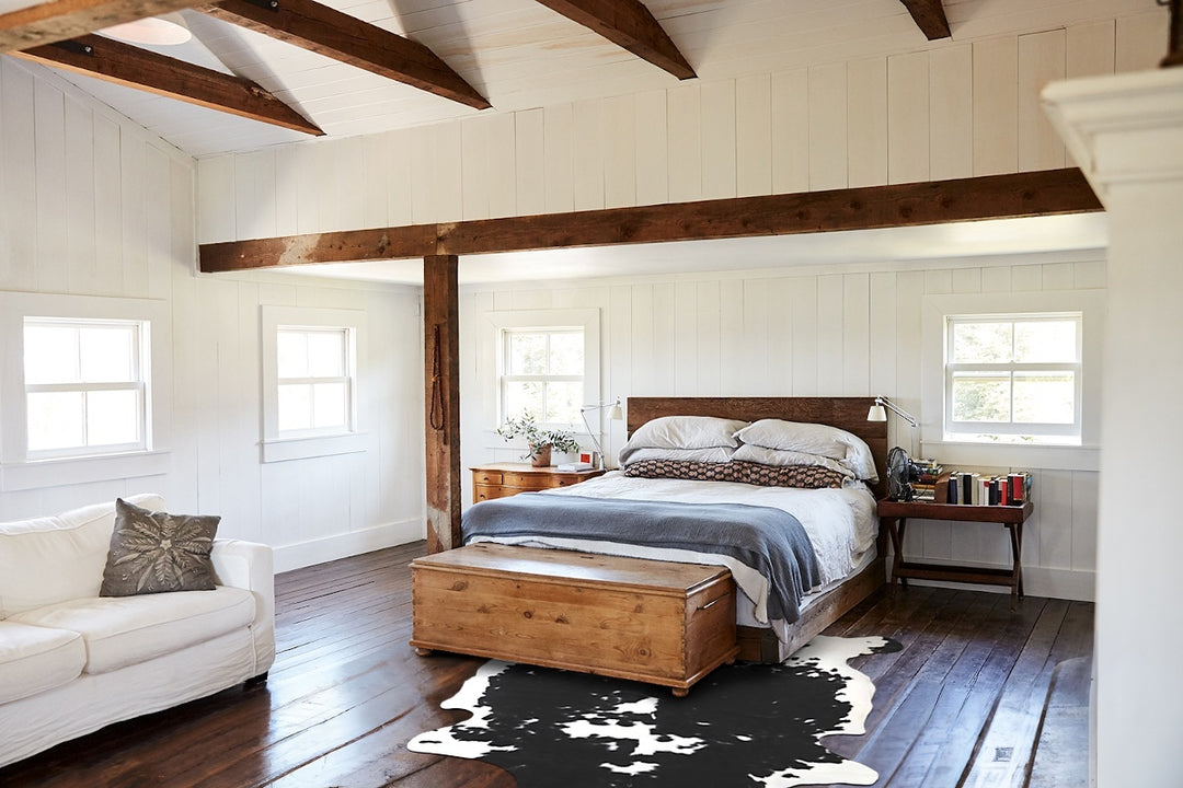 Black and White X-Large European Cowhide Rug 6'6"H x 6'8"W #A40360 by 