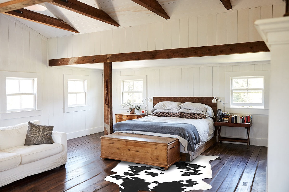 Black and White X-Large European Cowhide Rug 6'6"H x 6'5"W #A40370 by Hudson Hides