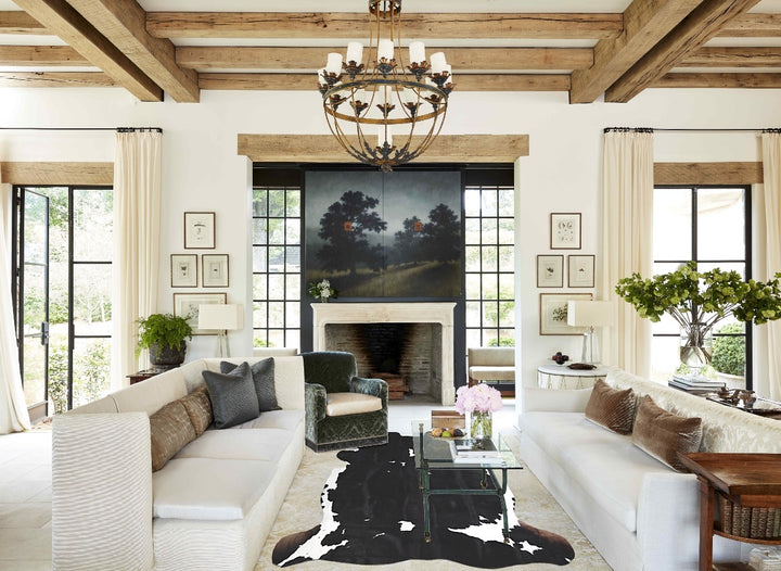 Black and White X-Large European Cowhide Rug 6'11"H x 6'6"W #A40395 by Hudson Hides