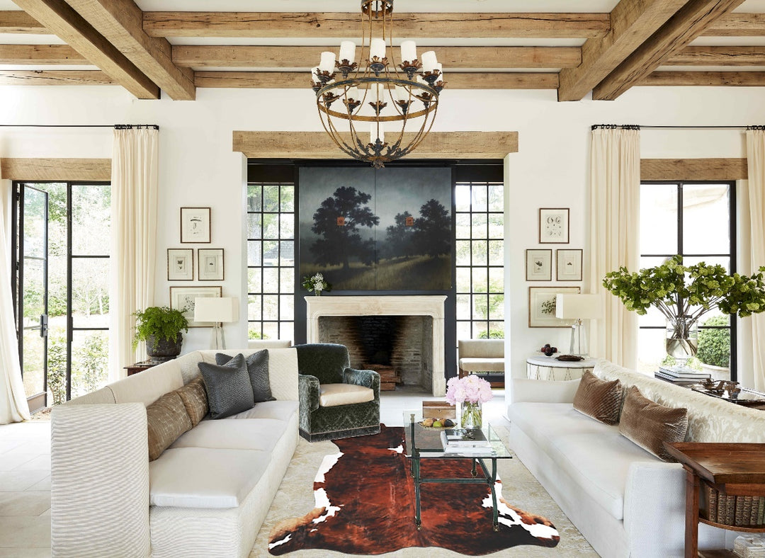 Tricolor X-Large European Cowhide Rug 6'6"H x 6'6"W #A40396 by Hudson 