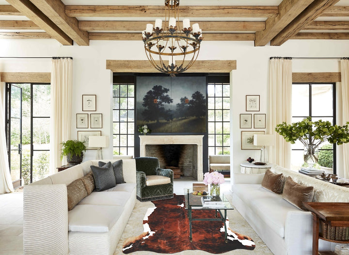 Tricolor X-Large European Cowhide Rug 6'6"H x 6'6"W #A40396 by Hudson Hides