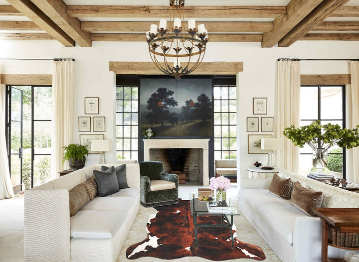 Tricolor X-Large European Cowhide Rug 6'6"H x 6'10"W #A40400 by Hudson Hides
