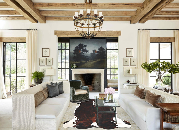 Tricolor X-Large European Cowhide Rug 6'9"H x 6'2"W #A40408 by Hudson Hides