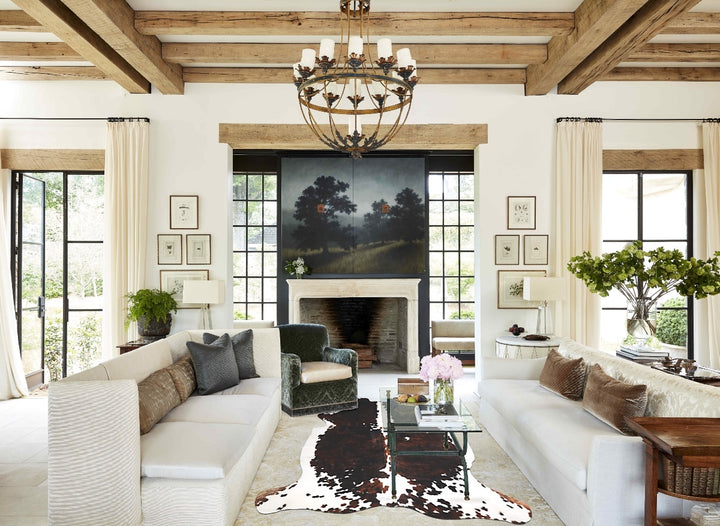 Tricolor X-Large European Cowhide Rug 7'1"H x 6'5"W #A40433 by Hudson Hides
