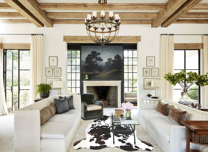 Tricolor X-Large European Cowhide Rug 6'8"H x 6'6"W #A40434 by Hudson Hides
