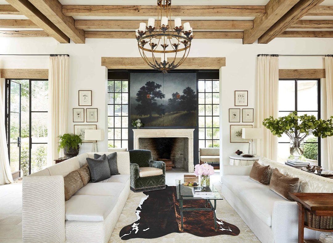 Tricolor X-Large European Cowhide Rug 7'0"H x 6'8"W #A40452 by Hudson 