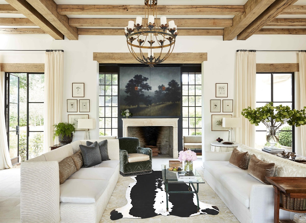 Black and White X-Large Brazilian Cowhide Rug 6'11"H x 6'5"W #A40461 by Hudson Hides