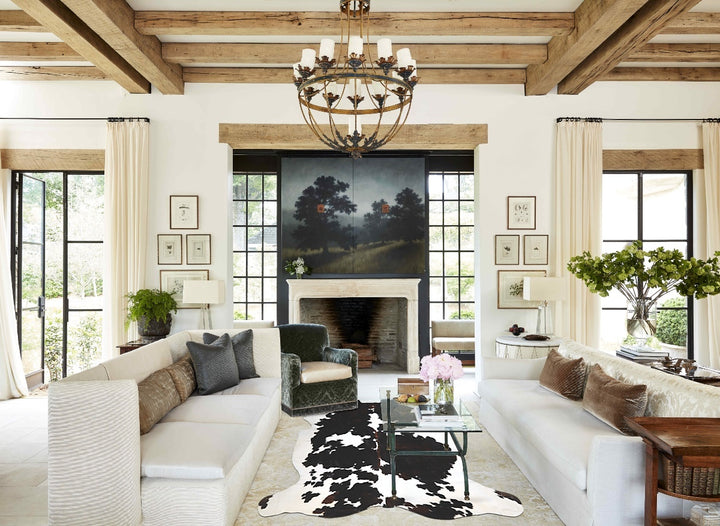 Tricolor X-Large European Cowhide Rug 7'1"H x 6'8"W #A40472 by Hudson Hides