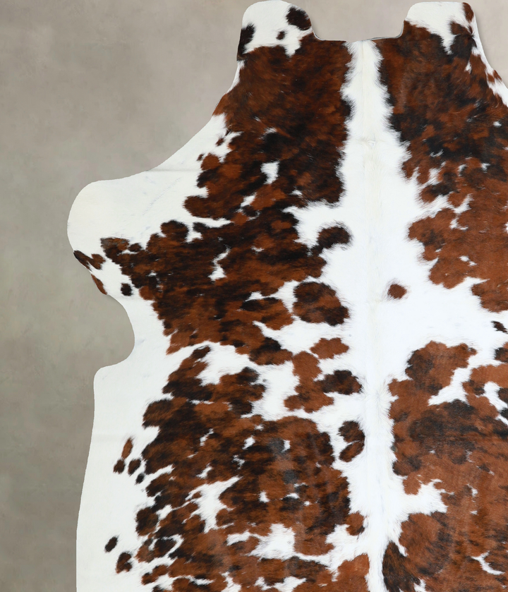 Tricolor X-Large European Cowhide Rug 7'1"H x 6'2"W #A40476 by Hudson Hides