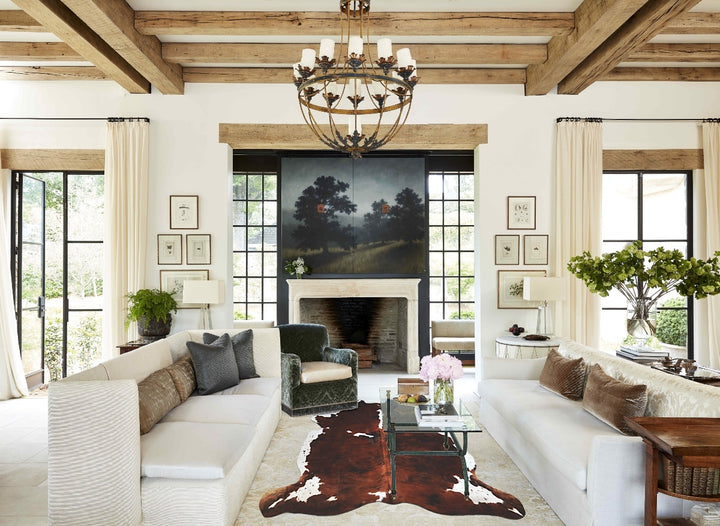 Tricolor X-Large European Cowhide Rug 6'9"H x 6'5"W #A40487 by Hudson Hides