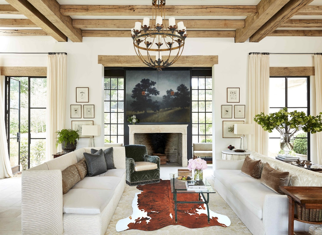 Tricolor X-Large European Cowhide Rug 6'6"H x 6'7"W #A40501 by Hudson 