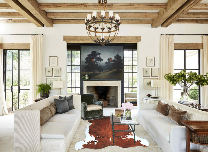 Tricolor X-Large European Cowhide Rug 6'6"H x 6'7"W #A40501 by Hudson Hides