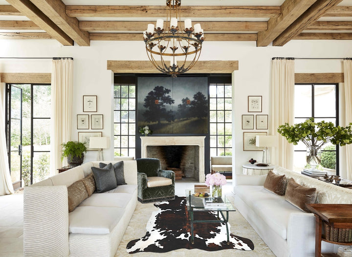 Tricolor X-Large European Cowhide Rug 7'0"H x 6'5"W #A40504 by Hudson Hides