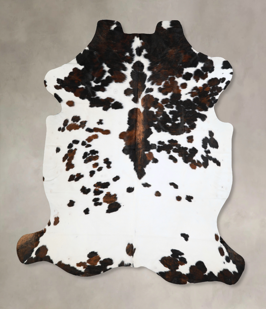 Tricolor X-Large European Cowhide Rug 7'2"H x 6'2"W #A40508 by Hudson Hides