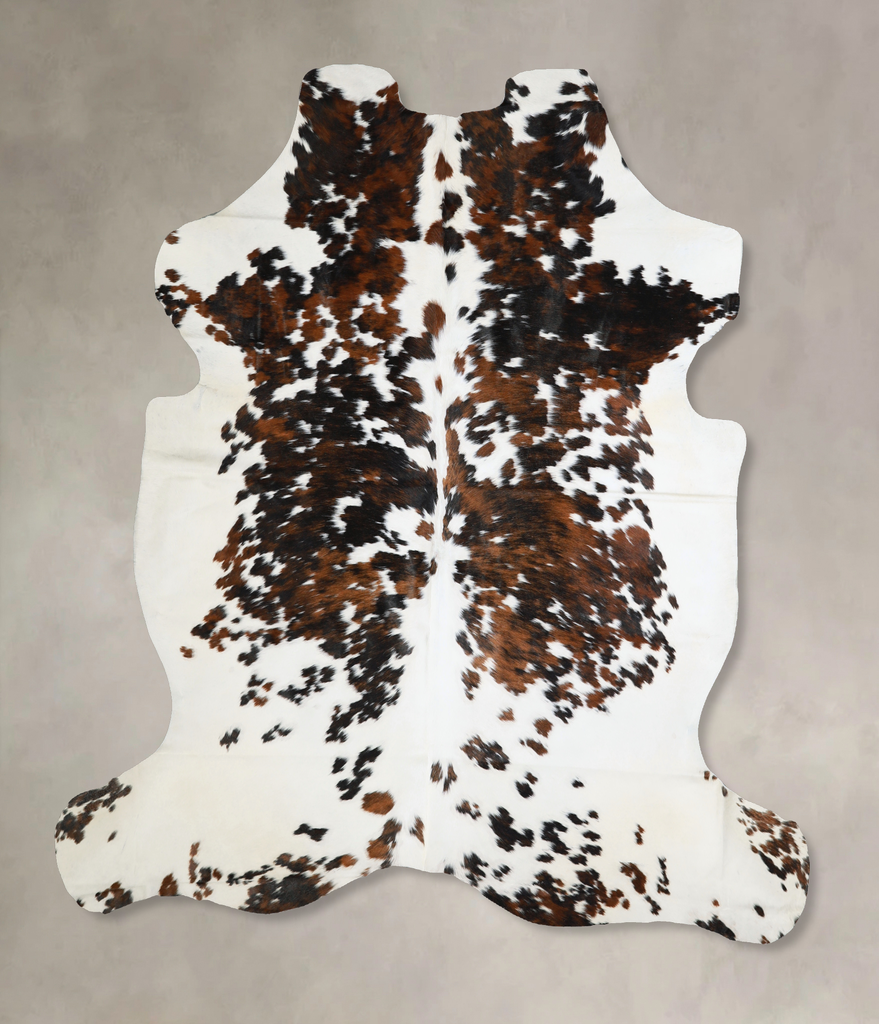 Tricolor X-Large European Cowhide Rug 7'1"H x 6'5"W #A40536 by Hudson Hides