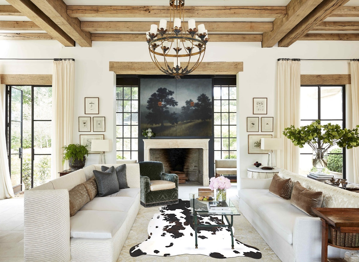 Tricolor X-Large European Cowhide Rug 7'0"H x 6'3"W #A40537 by Hudson Hides