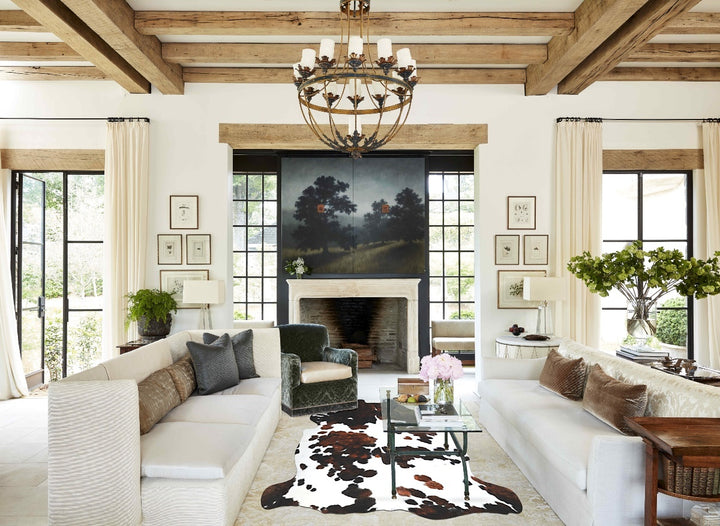 Tricolor X-Large European Cowhide Rug 7'0"H x 6'11"W #A40555 by Hudson Hides