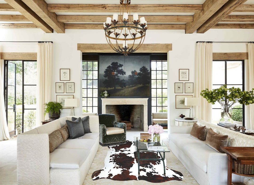 Tricolor X-Large European Cowhide Rug 7'1"H x 6'11"W #A40556 by Hudson