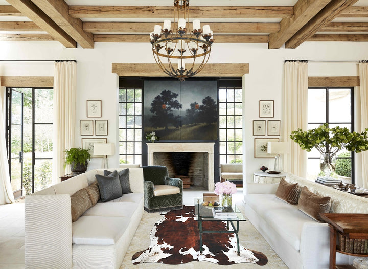 Tricolor X-Large European Cowhide Rug 6'11"H x 6'11"W #A40558 by Hudson Hides