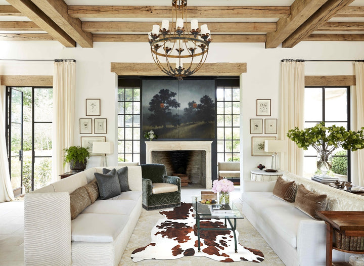 Tricolor X-Large European Cowhide Rug 6'9"H x 6'2"W #A40559 by Hudson Hides