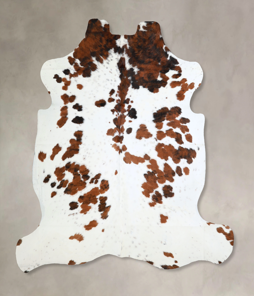 Tricolor X-Large European Cowhide Rug 6'6"H x 6'7"W #A40561 by Hudson Hides