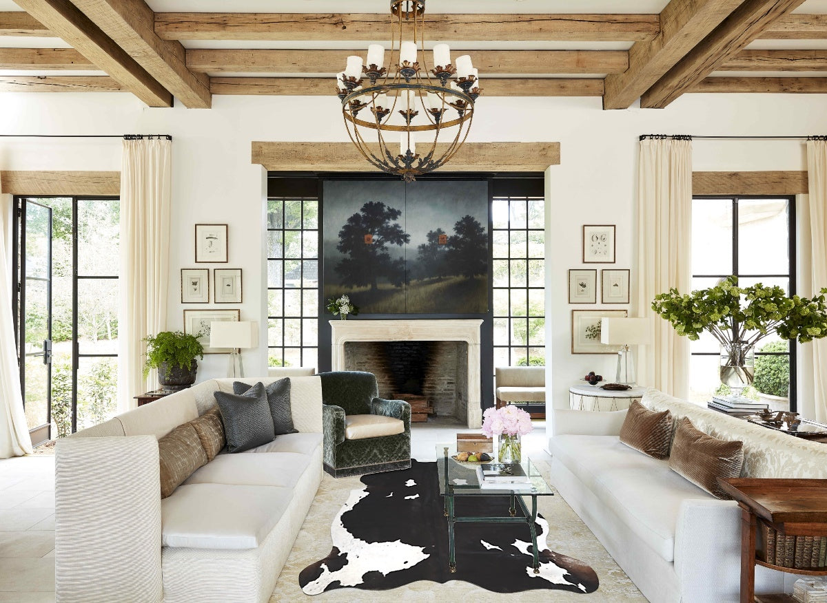 Black and White X-Large Brazilian Cowhide Rug 6'6"H x 6'2"W #A40570 by Hudson Hides