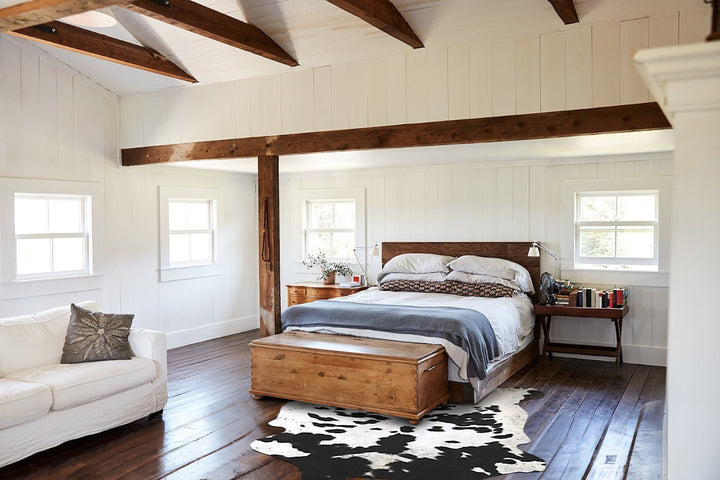 Black and White X-Large Brazilian Cowhide Rug 6'9"H x 6'4"W #A40572 by Hudson Hides