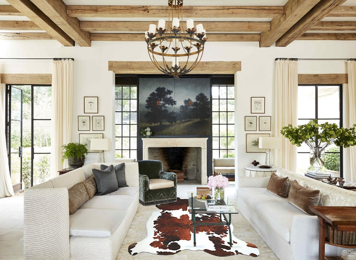 Tricolor X-Large European Cowhide Rug 7'1"H x 6'9"W #A40577 by Hudson Hides