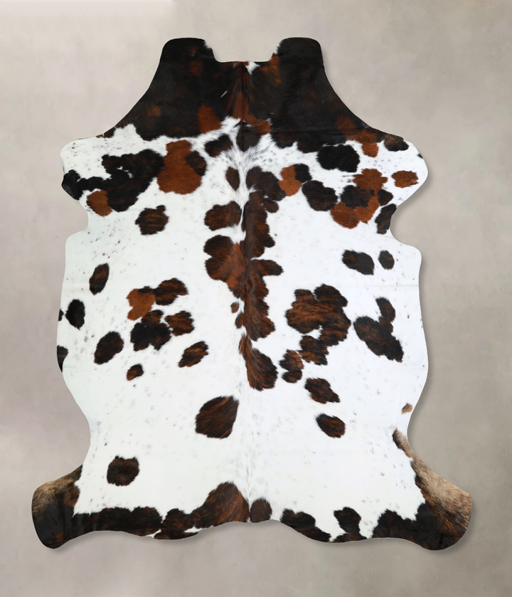 Tricolor X-Large European Cowhide Rug 7'7"H x 6'6"W #A40585 by Hudson Hides