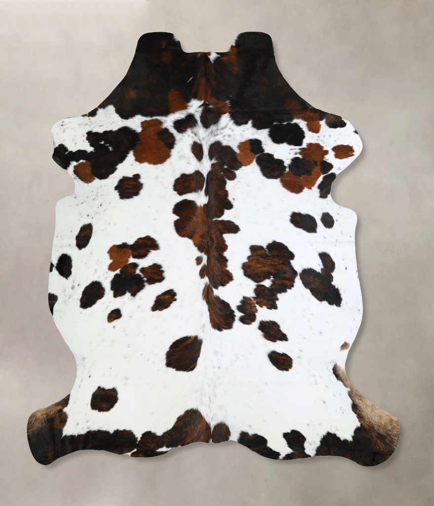 Tricolor X-Large European Cowhide Rug 7'7"H x 6'6"W #A40585 by Hudson Hides