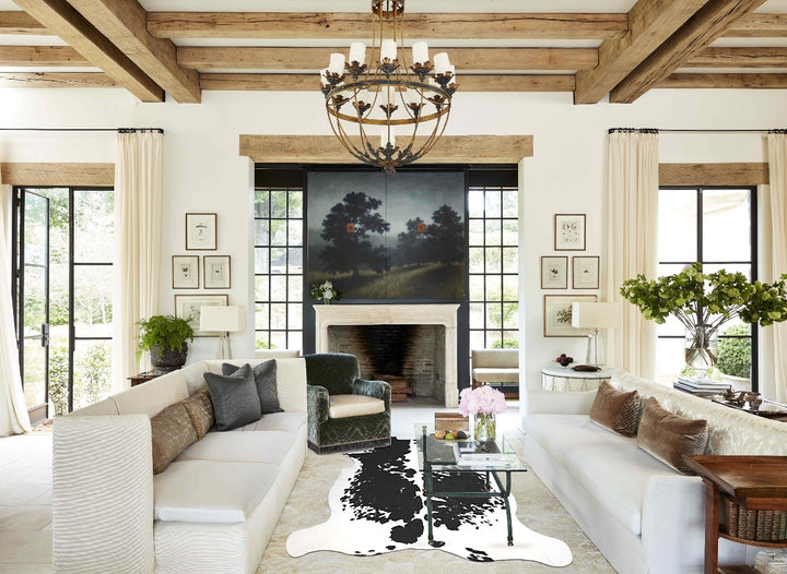 Black and White X-Large Brazilian Cowhide Rug 6'11"H x 6'5"W #A40595 by Hudson Hides