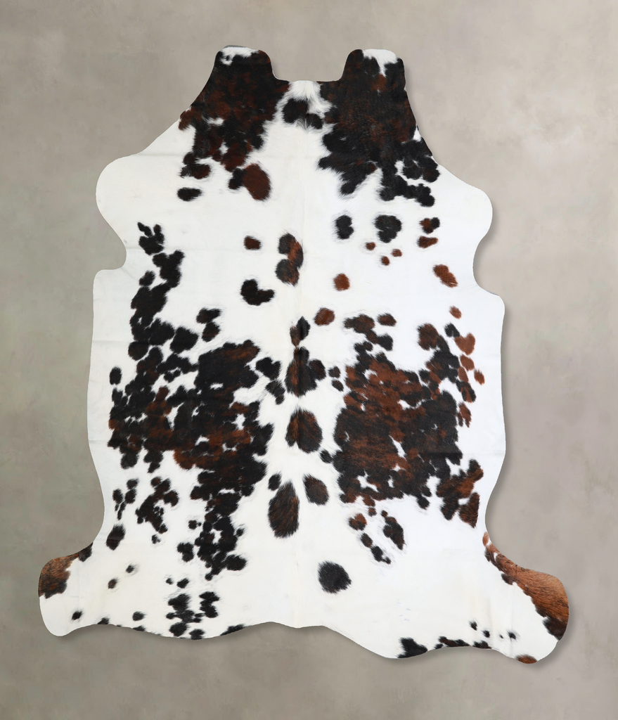Tricolor Large European Cowhide Rug 6'3"H x 5'10"W #A40618 by Hudson Hides