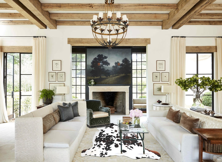Tricolor Large European Cowhide Rug 6'3"H x 5'10"W #A40618 by Hudson Hides