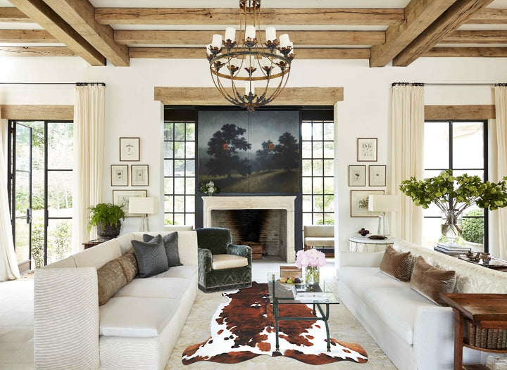 Tricolor X-Large European Cowhide Rug 6'4"H x 6'4"W #A40622 by Hudson Hides