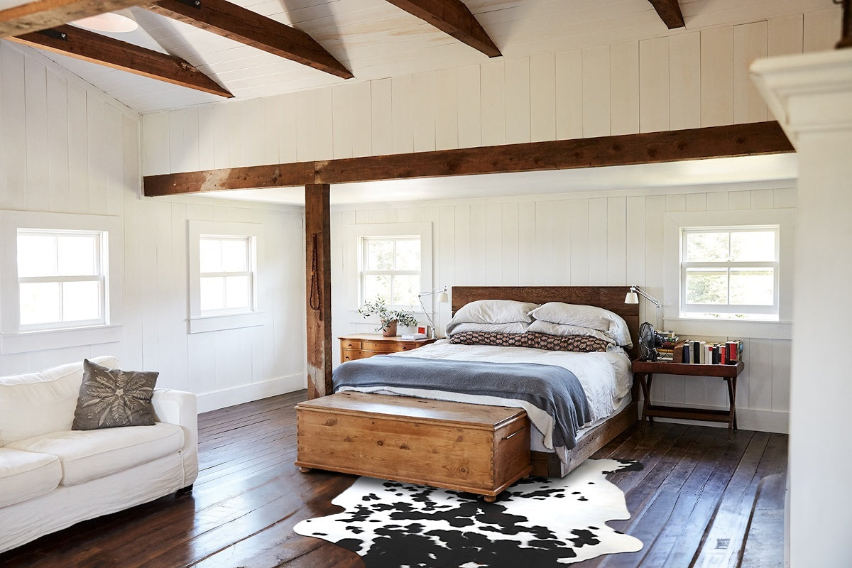 Black and White X-Large Brazilian Cowhide Rug 6'8"H x 6'3"W #A40624 by Hudson Hides
