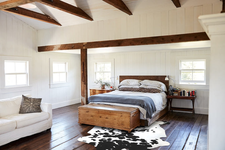 Black and White X-Large Brazilian Cowhide Rug 6'8"H x 6'3"W #A40624 by Hudson Hides