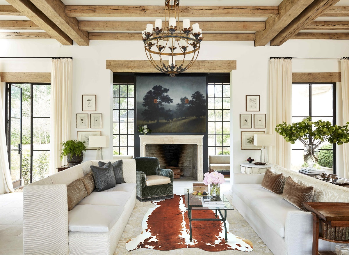 Tricolor X-Large European Cowhide Rug 7'2"H x 6'6"W #A40632 by Hudson Hides