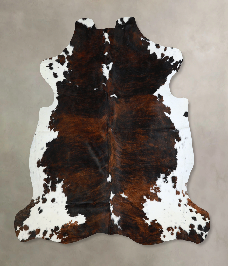 Tricolor X-Large European Cowhide Rug 7'0"H x 7'0"W #A40635 by Hudson Hides
