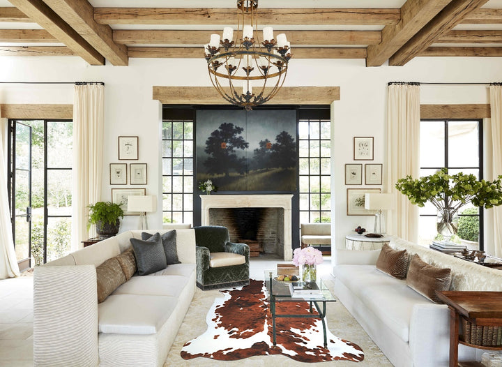 Tricolor X-Large European Cowhide Rug 7'1"H x 6'2"W #A40636 by Hudson Hides