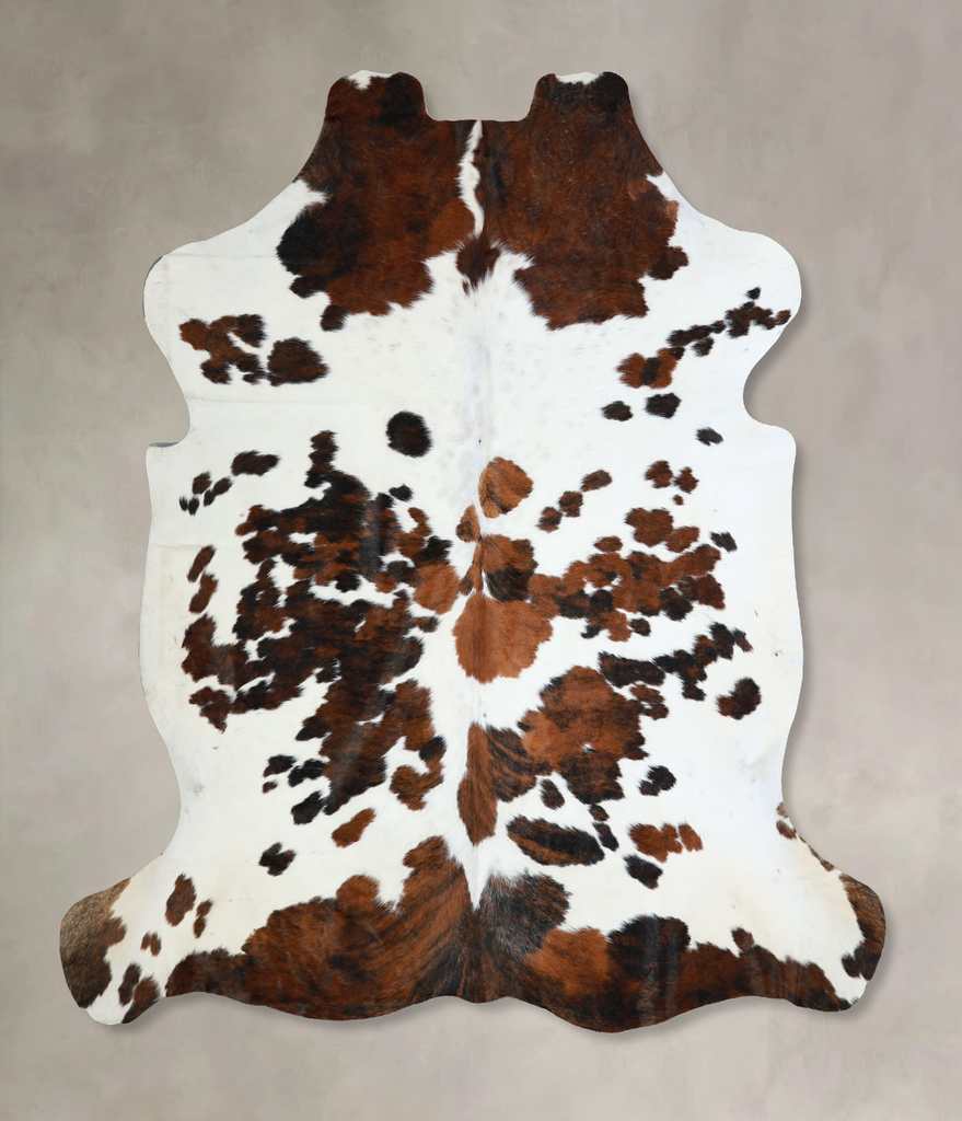 Tricolor X-Large European Cowhide Rug 7'0"H x 6'10"W #A40640 by Hudson Hides