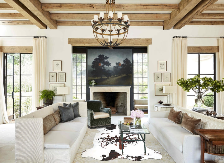 Tricolor X-Large European Cowhide Rug 7'0"H x 6'7"W #A40658 by Hudson Hides