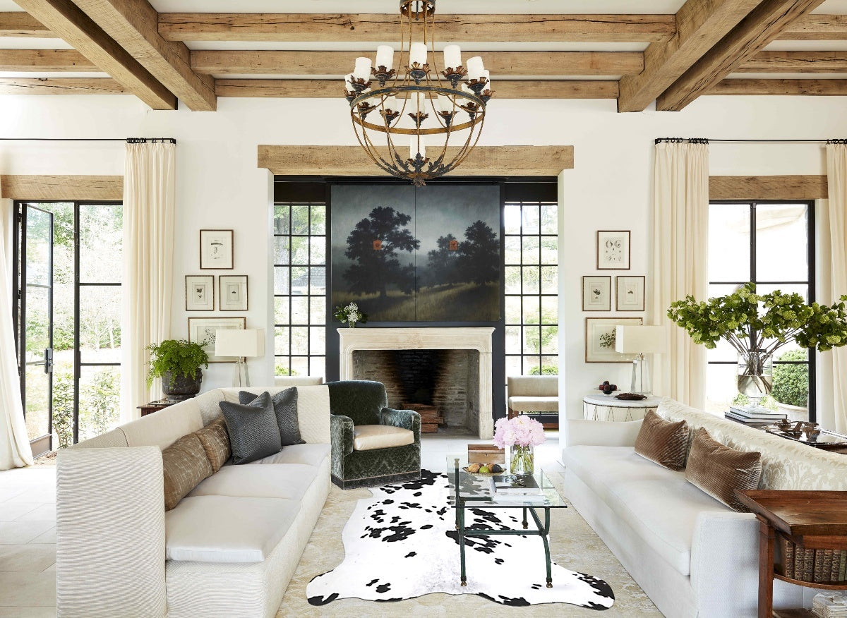 Black and White X-Large Brazilian Cowhide Rug 6'9"H x 6'5"W #A40663 by Hudson Hides