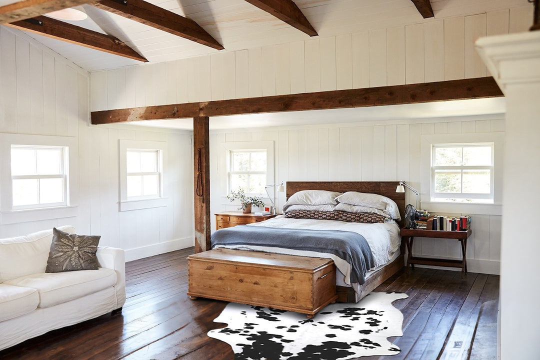 Black and White X-Large Brazilian Cowhide Rug 6'9"H x 6'5"W #A40663 by