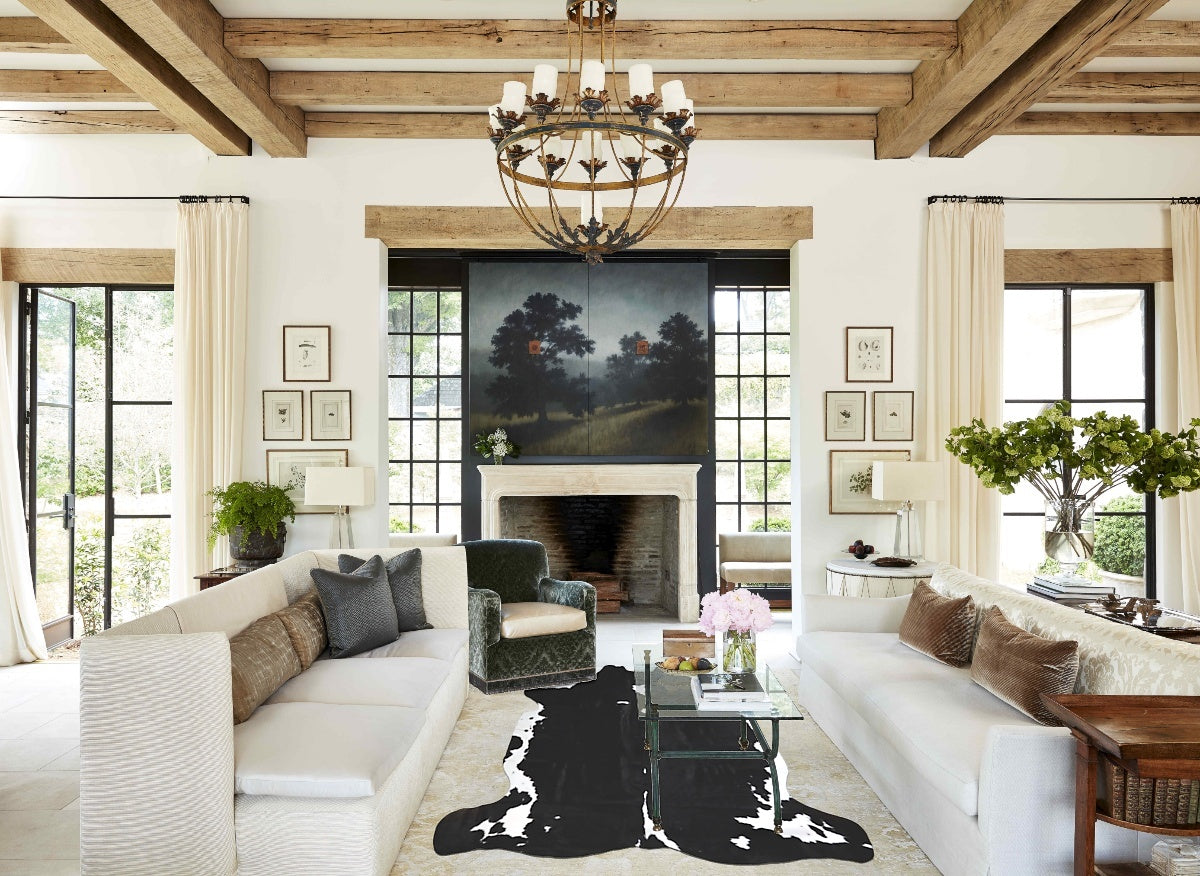 Black and White X-Large Brazilian Cowhide Rug 6'10"H x 6'7"W #A40667 by Hudson Hides