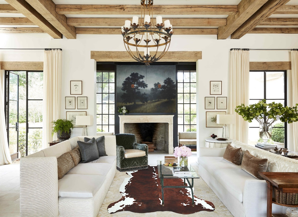 Tricolor X-Large European Cowhide Rug 7'0"H x 6'3"W #A40697 by Hudson Hides