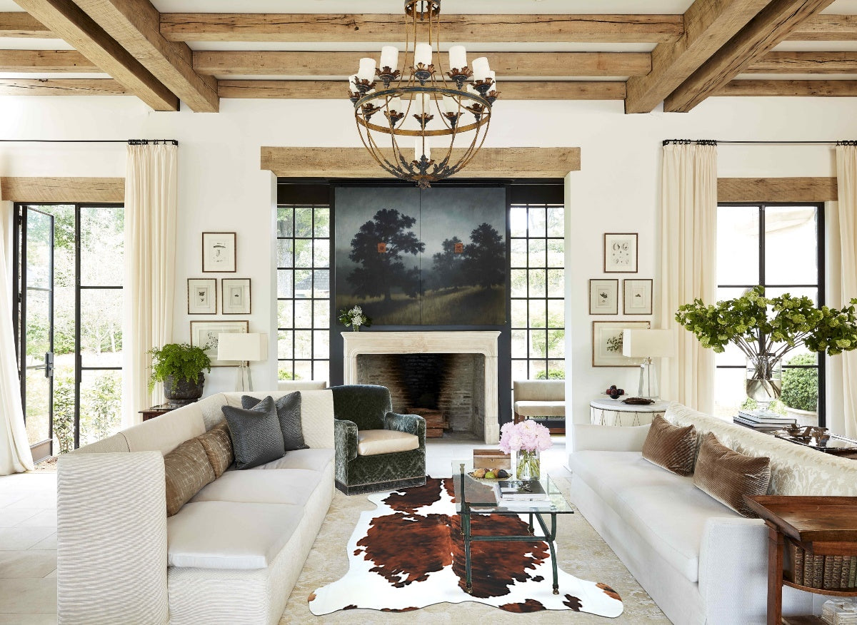 Tricolor X-Large European Cowhide Rug 7'1"H x 6'7"W #A40705 by Hudson Hides